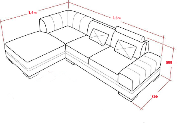 Bảng Kích Thước Sofa Chữ L Tiêu Chuẩn