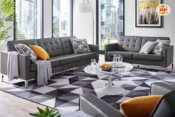 Chọn Sofa Da Màu Ghi Xám Làm Điểm Nhấn Cho Không Gian