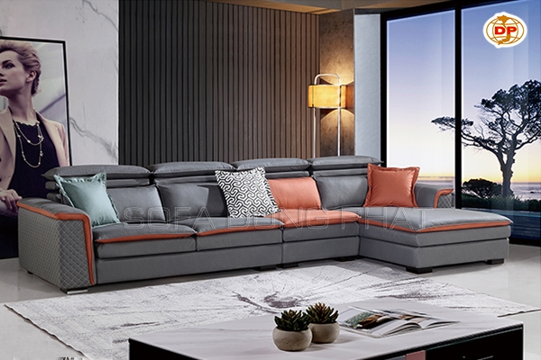 Sofa Nhập Khẩu Màu Ghi Thanh Lịch Viền Cam Trẻ Trung DP-NK112
